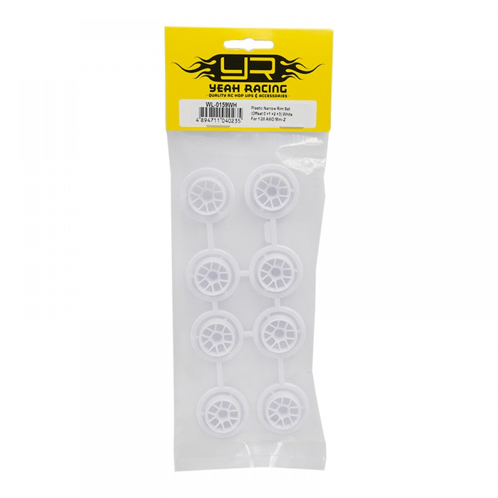 WL-0159WH Yeah Racing Plastic Narrow Rim Set (Offset 0+1+2+3) White for 1/28 RWD Mini-Z WL-0159WH