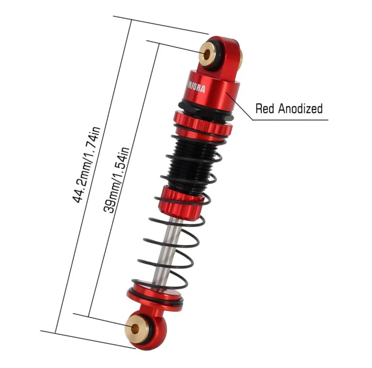SCX24-131RB-4 INJORA 39mm Oil Shocks for 1/24 SCX24 - Red