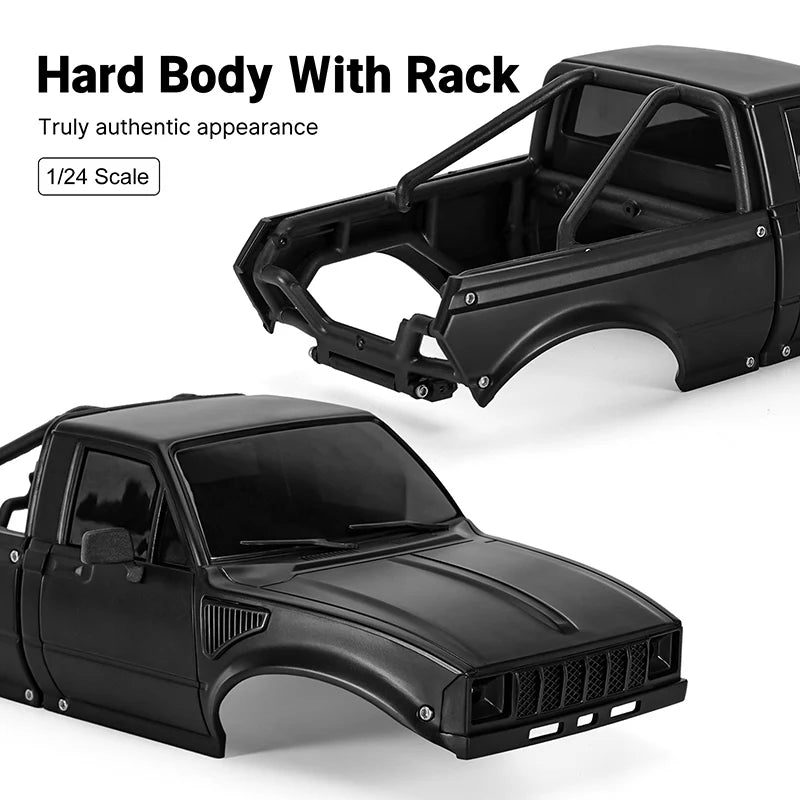 INJORA IR60-24BK Pickup Hard Body for 1/24 SCX24 C10 JLU Bronco Base Camp 4Runner Black