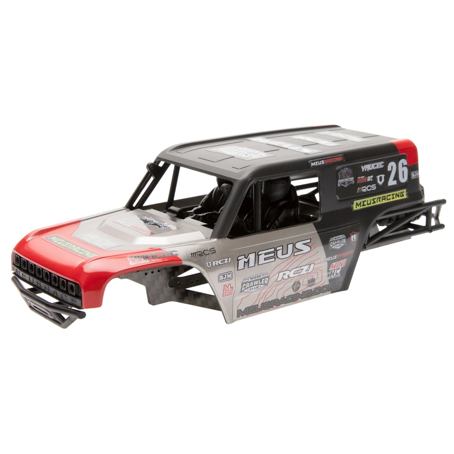 MEUS-MB24-01 MEUS Racing MB24 Body 5.2in 132MM Axial Shell Body ABS+Nylon Carbon Fiber Frame For 1/24 Axial SCX24 Bronco JLU B-17 C10 - Red