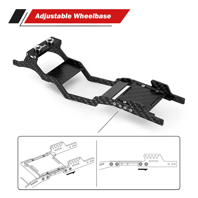 SCX24-182 INJORA Universal LCG Carbon Fiber Chassis Frame Kit for 1/24 SCX24