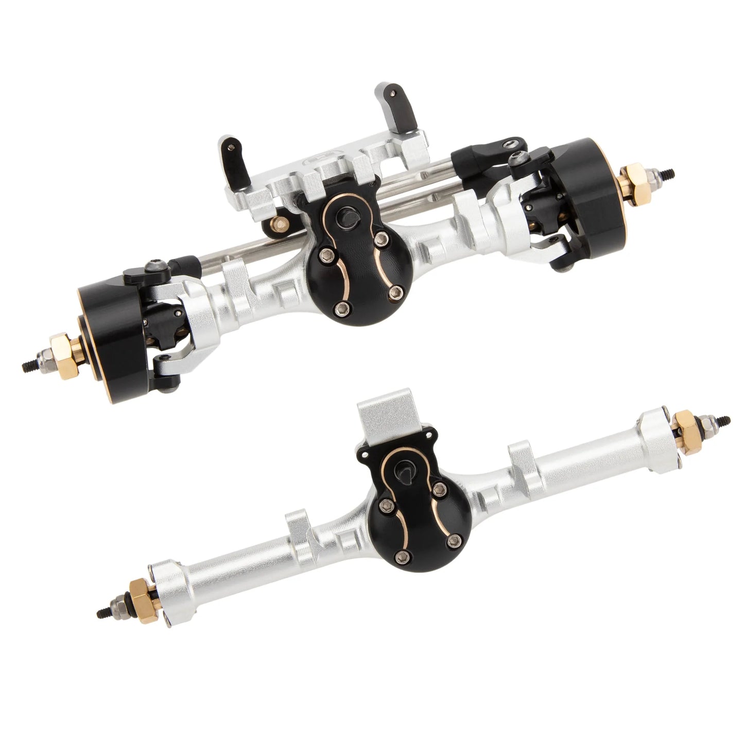 MEUS Racing SCX24 Metal V2 Isokinetic Front Rear Axles +5MM Isokinetic 3-Section CVD With 52° Steering Angle for 1/24 SCX24 - Silver