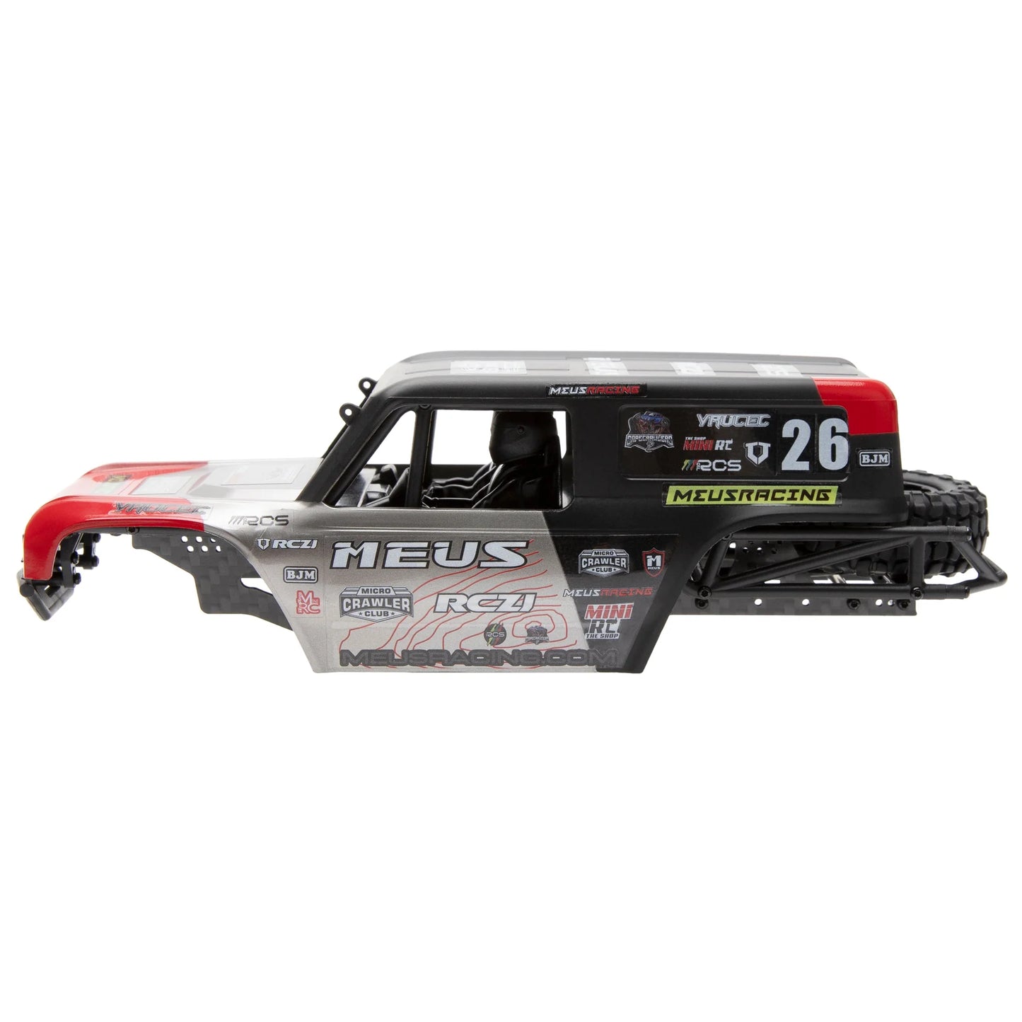MEUS-MB24-01 MEUS Racing MB24 Body 5.2in 132MM Axial Shell Body ABS+Nylon Carbon Fiber Frame For 1/24 Axial SCX24 Bronco JLU B-17 C10 - Red