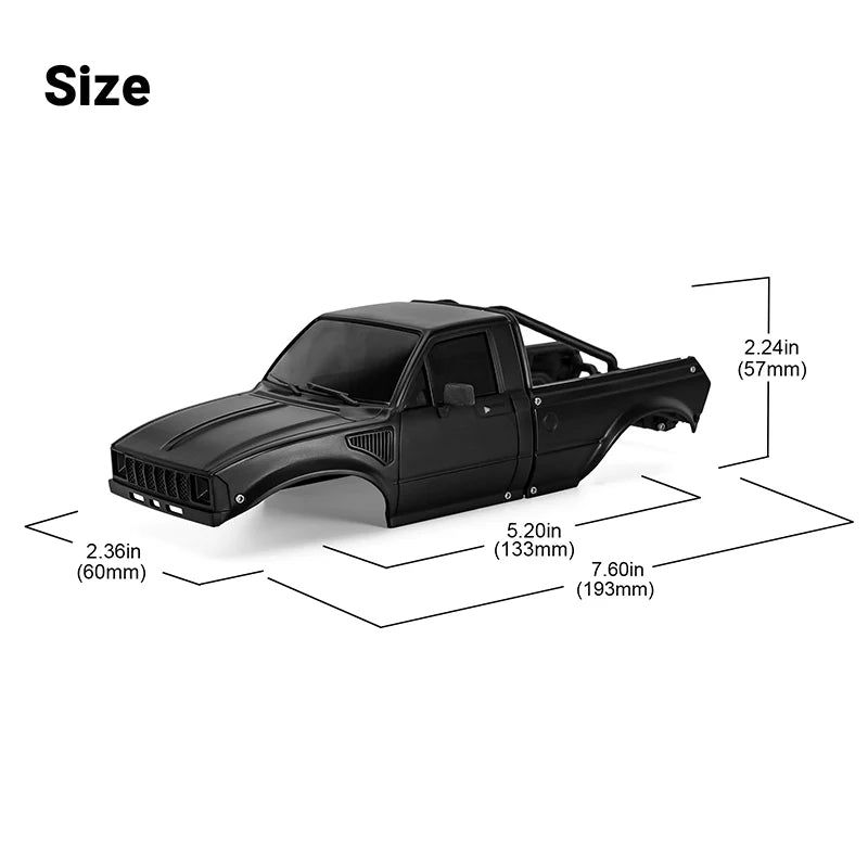 INJORA IR60-24BK Pickup Hard Body for 1/24 SCX24 C10 JLU Bronco Base Camp 4Runner Black