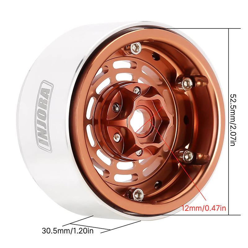 DGW-1959BO INJORA 1.9" Aluminum Beadlock Wheels Offset -10mm for 1/10 RC Crawler (4) (W1959) - Bronze