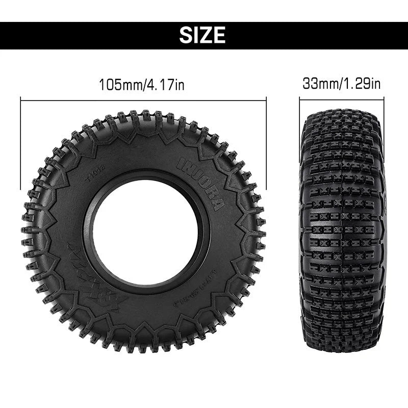 INJORA 1.9" (106*33mm) XHX Pin Tires for 1/10 RC Crawler YQT-1913P