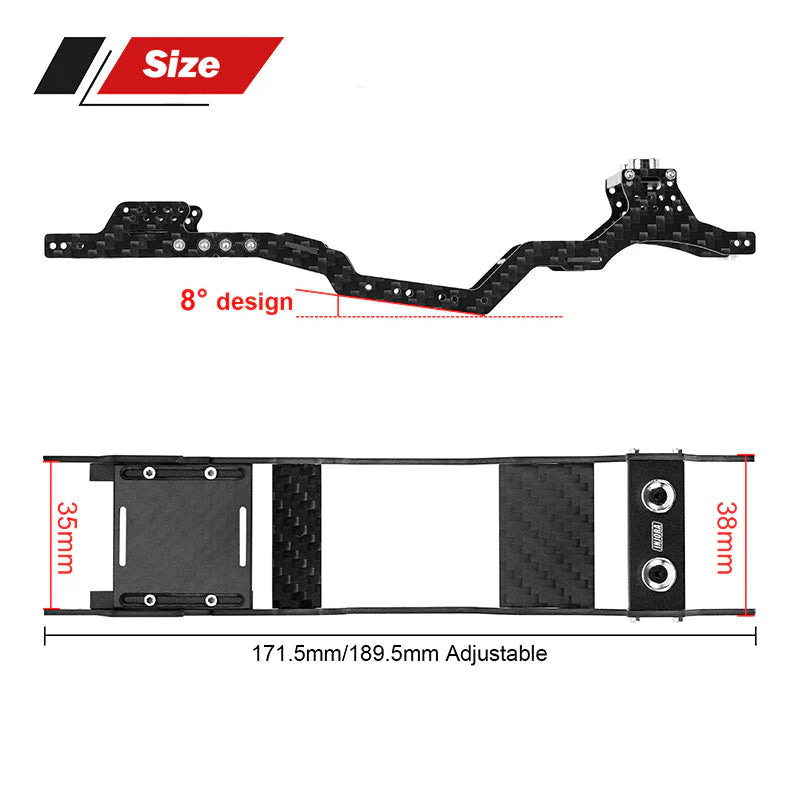 SCX24-182 INJORA Universal LCG Carbon Fiber Chassis Frame Kit for 1/24 SCX24