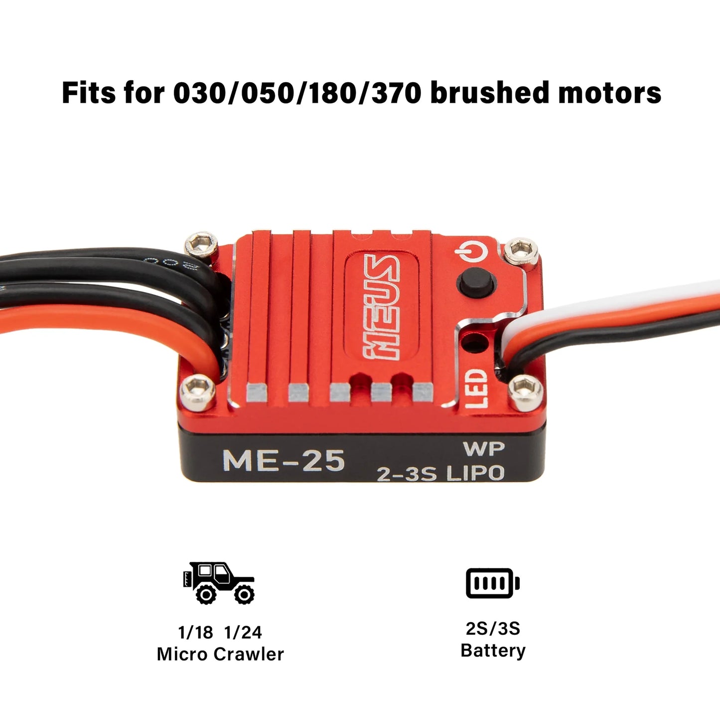 MEUS-01-ME25 MEUS Racing ME25 25A Brushed Mini ESC for 1/24 1/18 SCX24 TRX4M RC Crawler