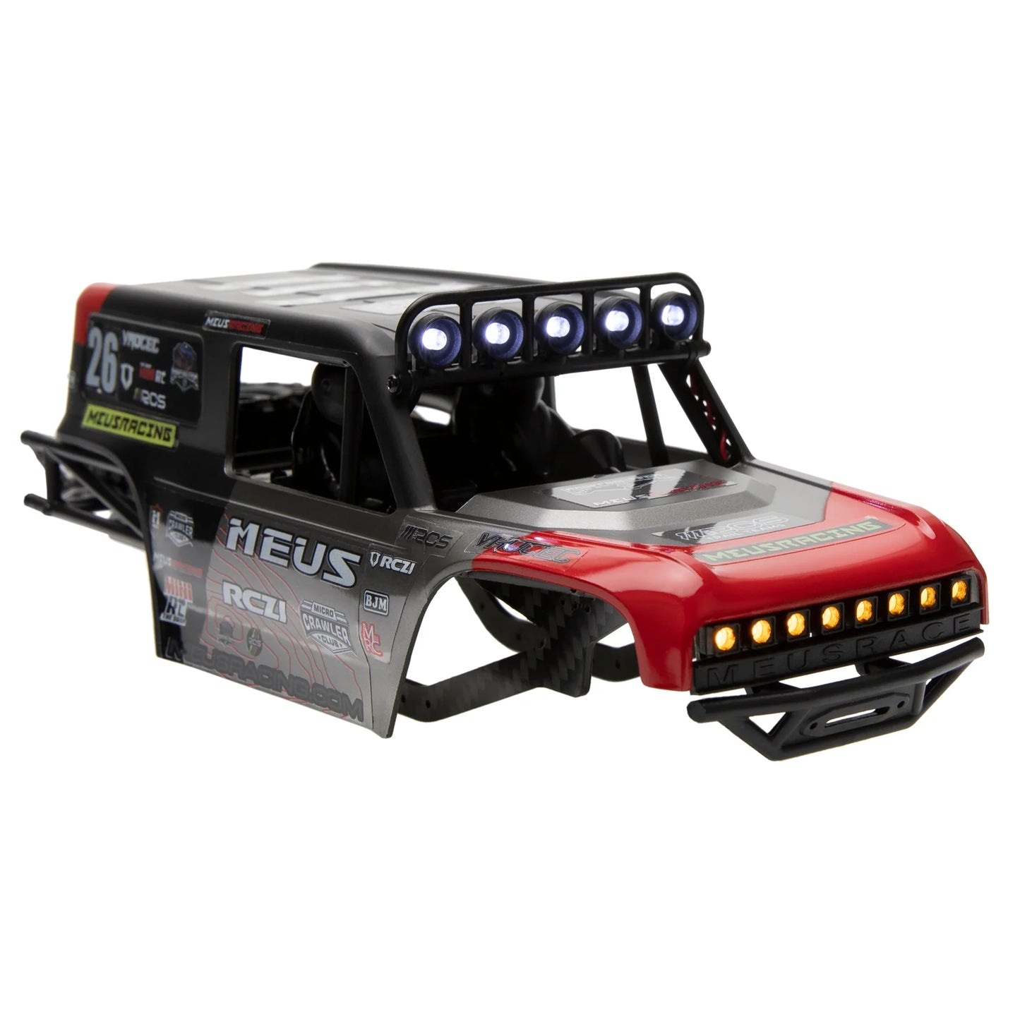 MEUS-MB24-01 MEUS Racing MB24 Body 5.2in 132MM Axial Shell Body ABS+Nylon Carbon Fiber Frame For 1/24 Axial SCX24 Bronco JLU B-17 C10 - Red