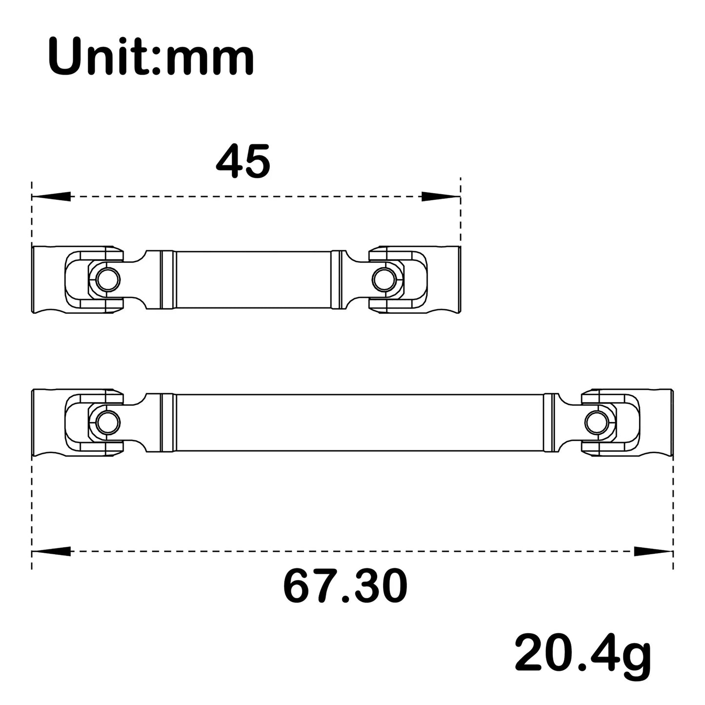 SCX24-01-KY2401 MEUS Racing Stainless Steel Drive Shafts with D-Shaped Hole For 1/24 SCX24 Jeep Gladiator Power Wagon - Black