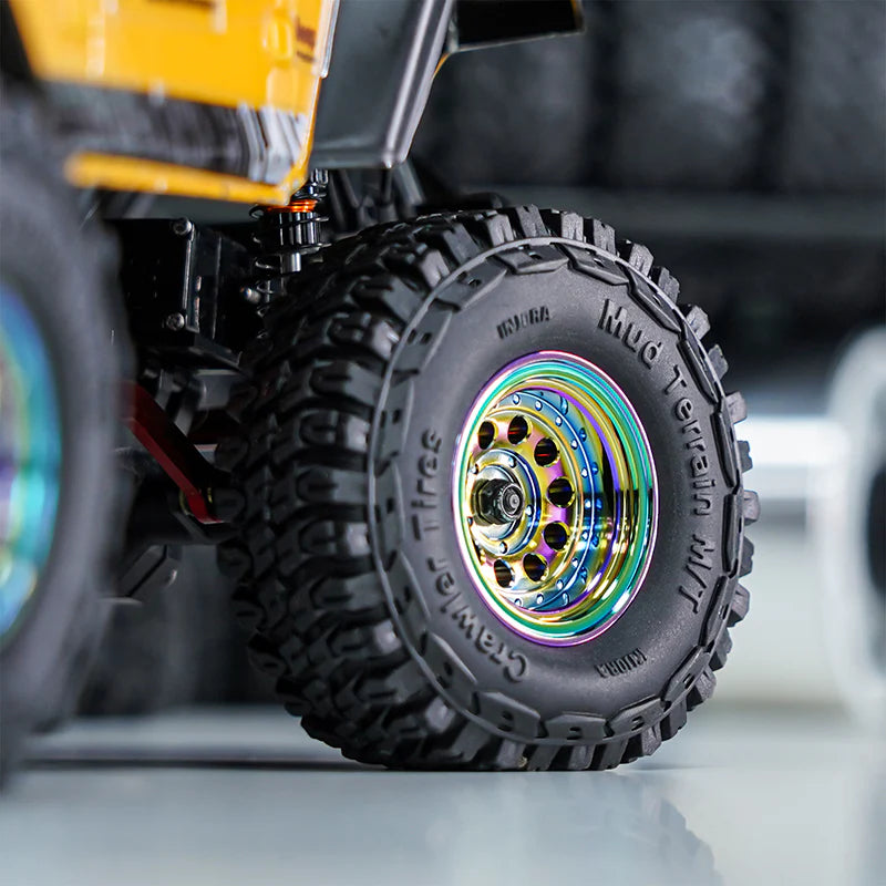 YQW-1008RW INJORA 1.0" Brass Beadlock Wheels for 1/24 Crawlers Rainbow