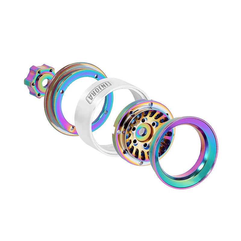 DGW-1055CL INJORA Turbine 1.0" Aluminum Beadlock Wheels for 1/18 1/24 RC Crawler (W1055) - Rainbow Color
