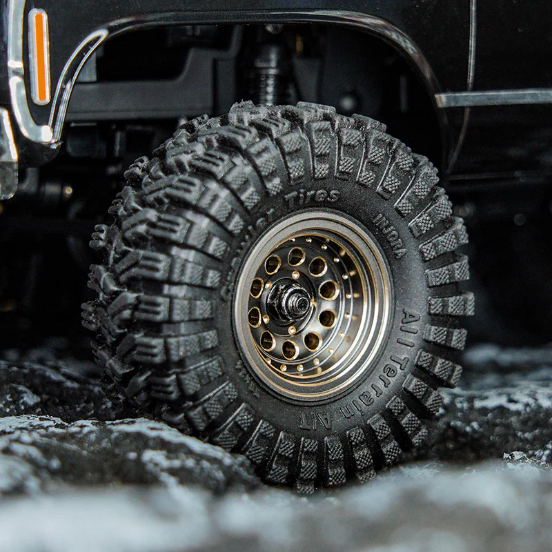 YQW-1008GL INJORA 1.0" 39g/pcs Brass Beadlock Wheels Negative Offset 2.65mm for 1/24 1/18 RC Crawlers - Gray