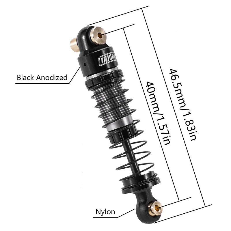 SCX24-179BK INJORA 40mm Big Bore Oil Shocks for 1/24 SCX24 FCX24M