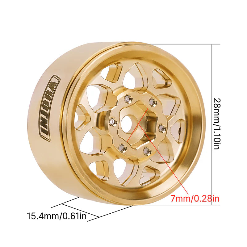 YQW-1110 INJORA 1.0" Brass Beadlock Wheels 1/24 RC Crawler (-4.7mm)