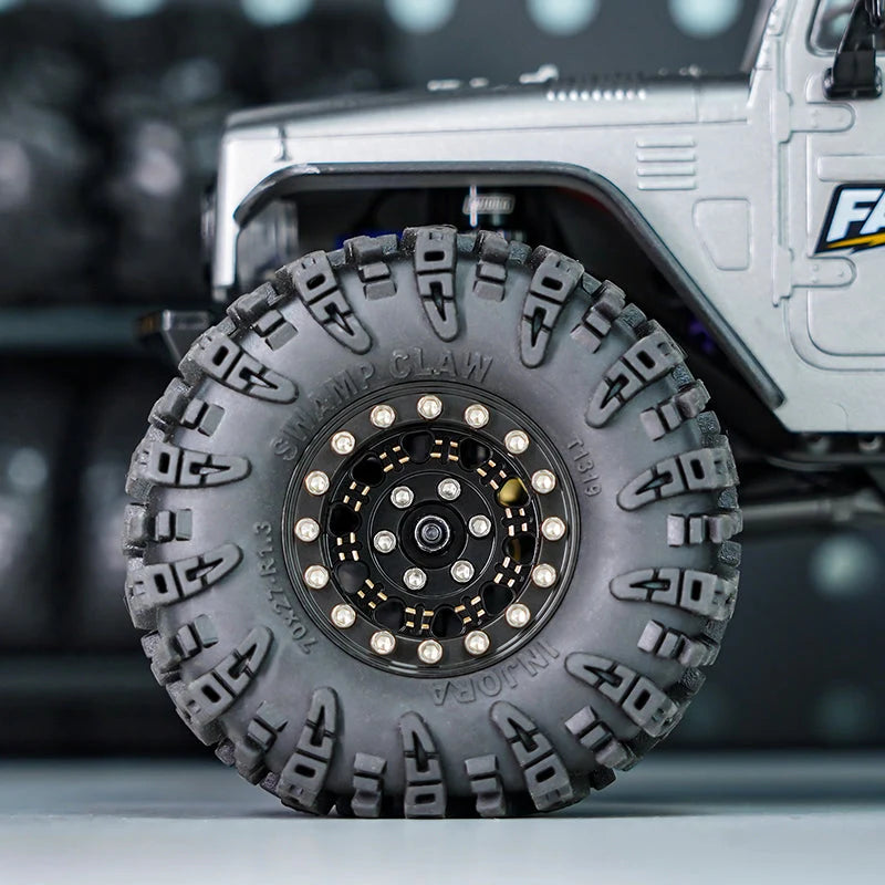 Injora 1.3” 81g/pcs Super Heavy Brass -5.25mm Offset Beadlock Wheels for 1/24 or 1/18 RC Crawler - YQW-1305BGD