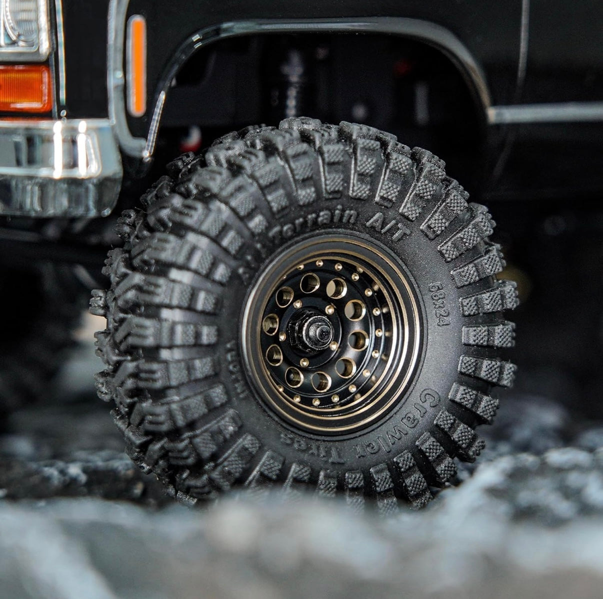 YQW-1008 INJORA 1.0 Beadlock Wheel Rims Black Coating Brass Rims for 1/24 1/18 RC Crawler Car Axial SCX24 AX24 TRX4M FCX24, 39g(Black)