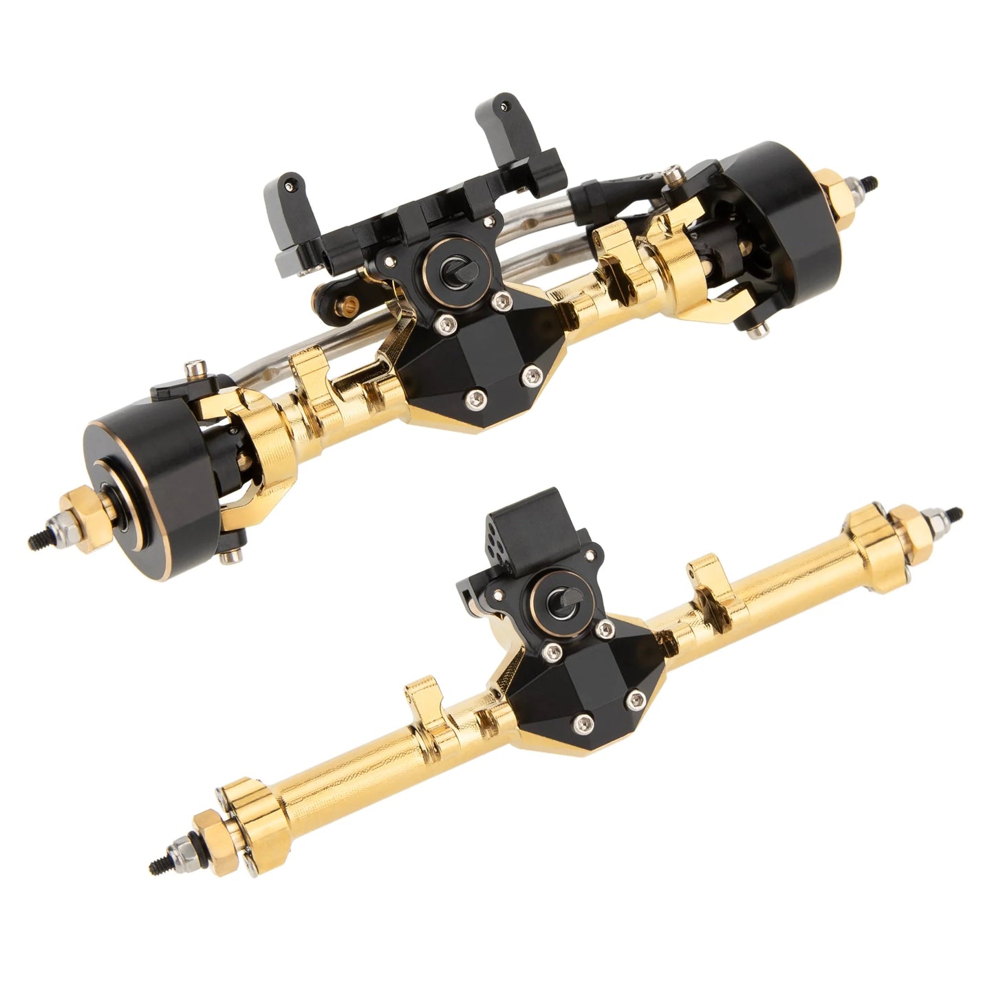 SCX24-01-KY1575 MEUS Racing SCX24 Metal Isokinetic Front and Rear Axles with 3-Section CVDs for 1/24 SCX24 Deadbolt C10 JLU Gladiator Bronco - Gold