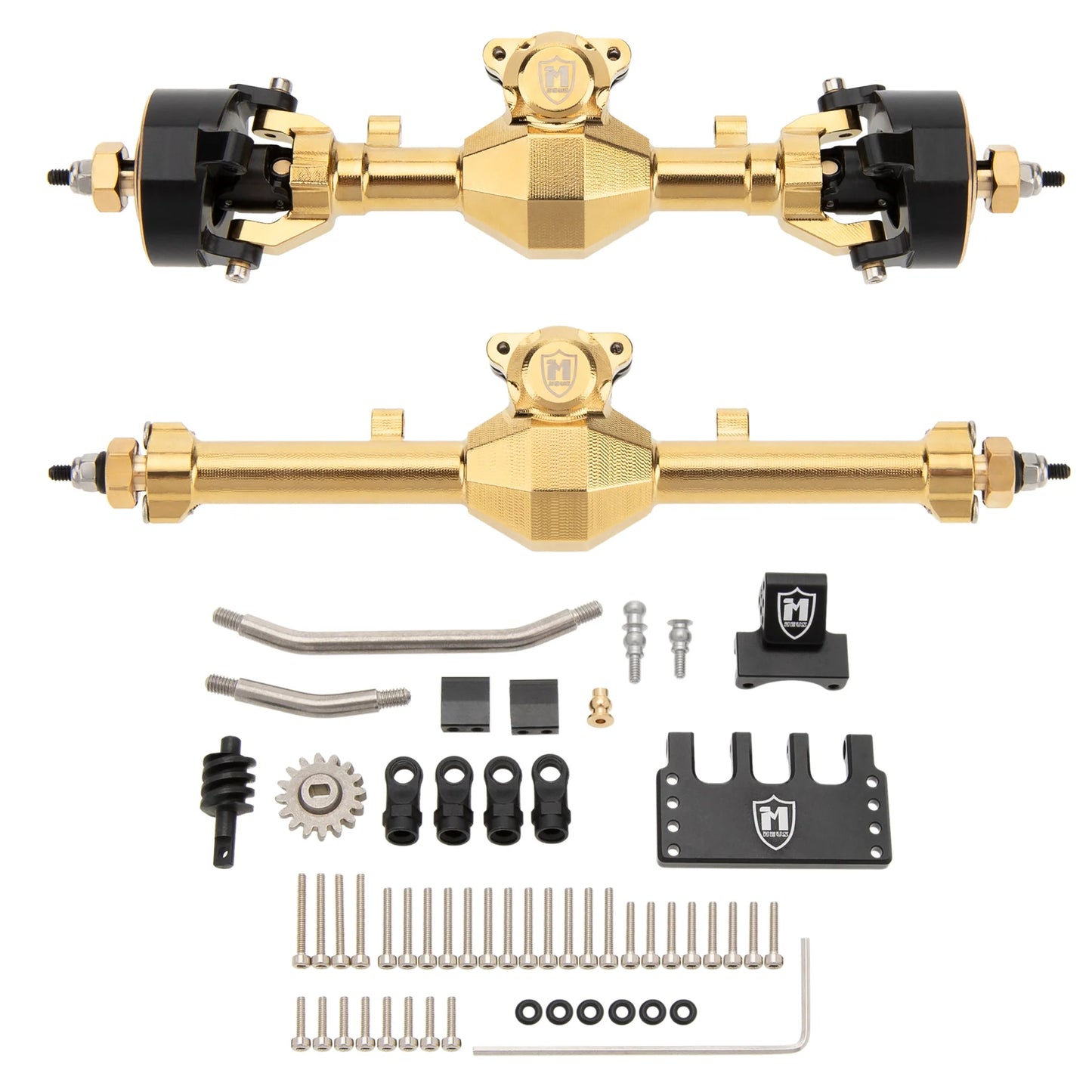 SCX24-01-KY1575 MEUS Racing SCX24 Metal Isokinetic Front and Rear Axles with 3-Section CVDs for 1/24 SCX24 Deadbolt C10 JLU Gladiator Bronco - Gold