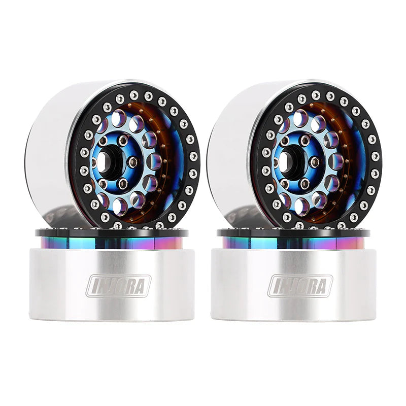 DGW-1957RW INJORA 1.9" Super Heavy Brass & Aluminum Beadlock Wheels Offset -10mm for 1/10 RC Crawlers (4) (W1957) - Rainbow Color