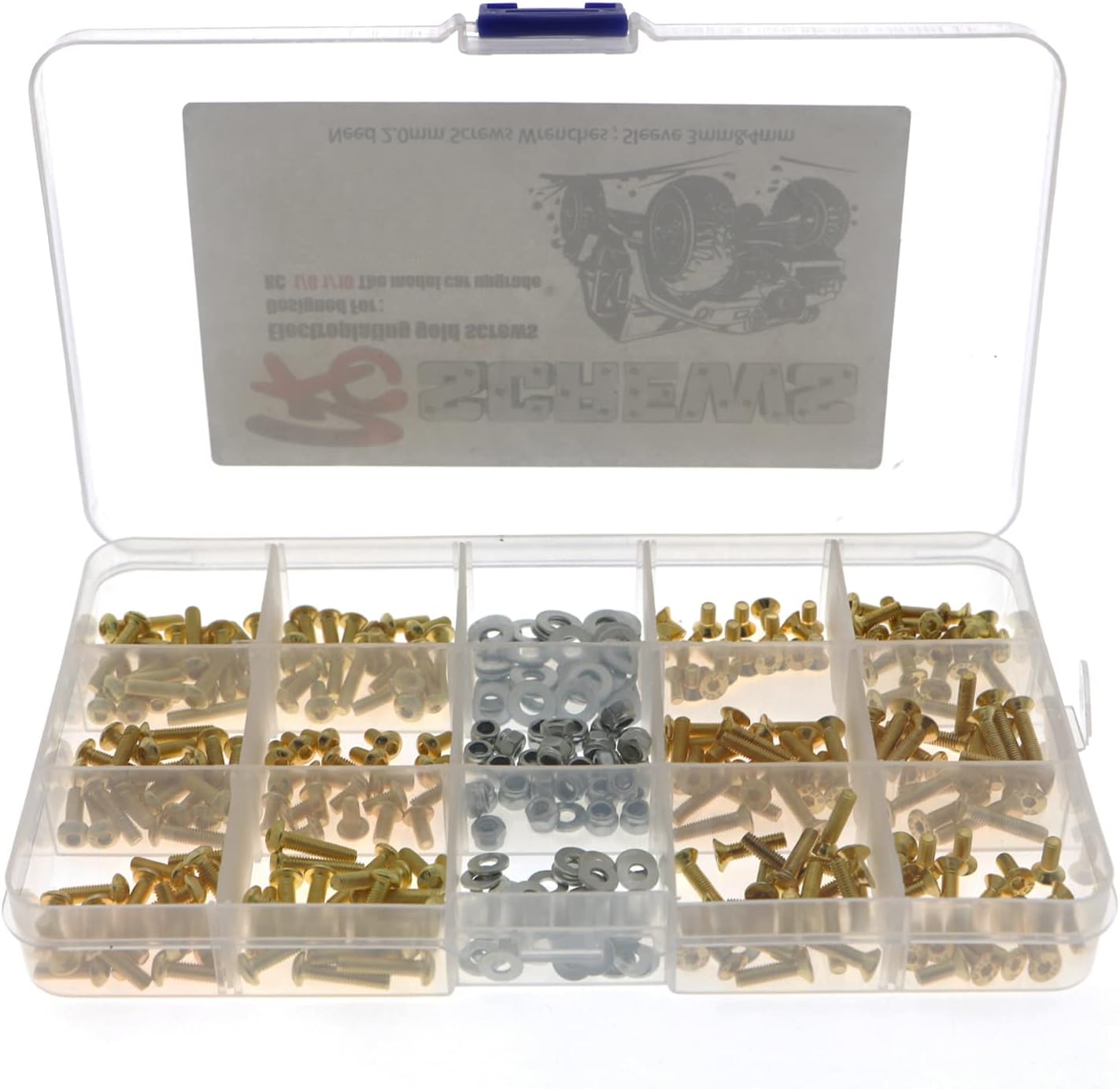 Houston RC (Gold) Stainless Steel Screw Kit w/Box Set (330pcs) for 1/10 Crawlers like SCX10III , TRX4 , VS4-10, etc - HRCKRSB015