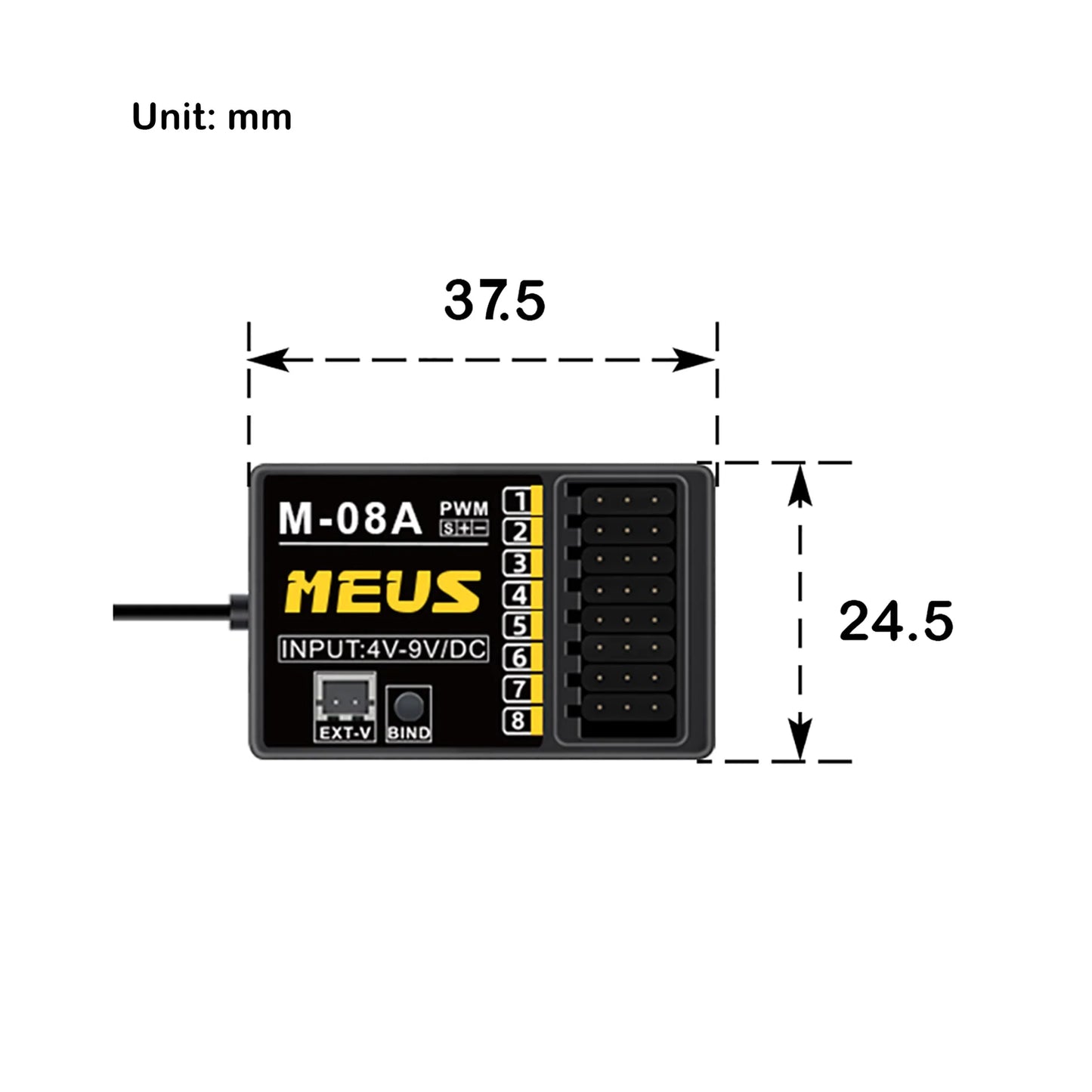 MEUS Racing M-08A Receiver - 8 Channel RX for MEUS Transmitters