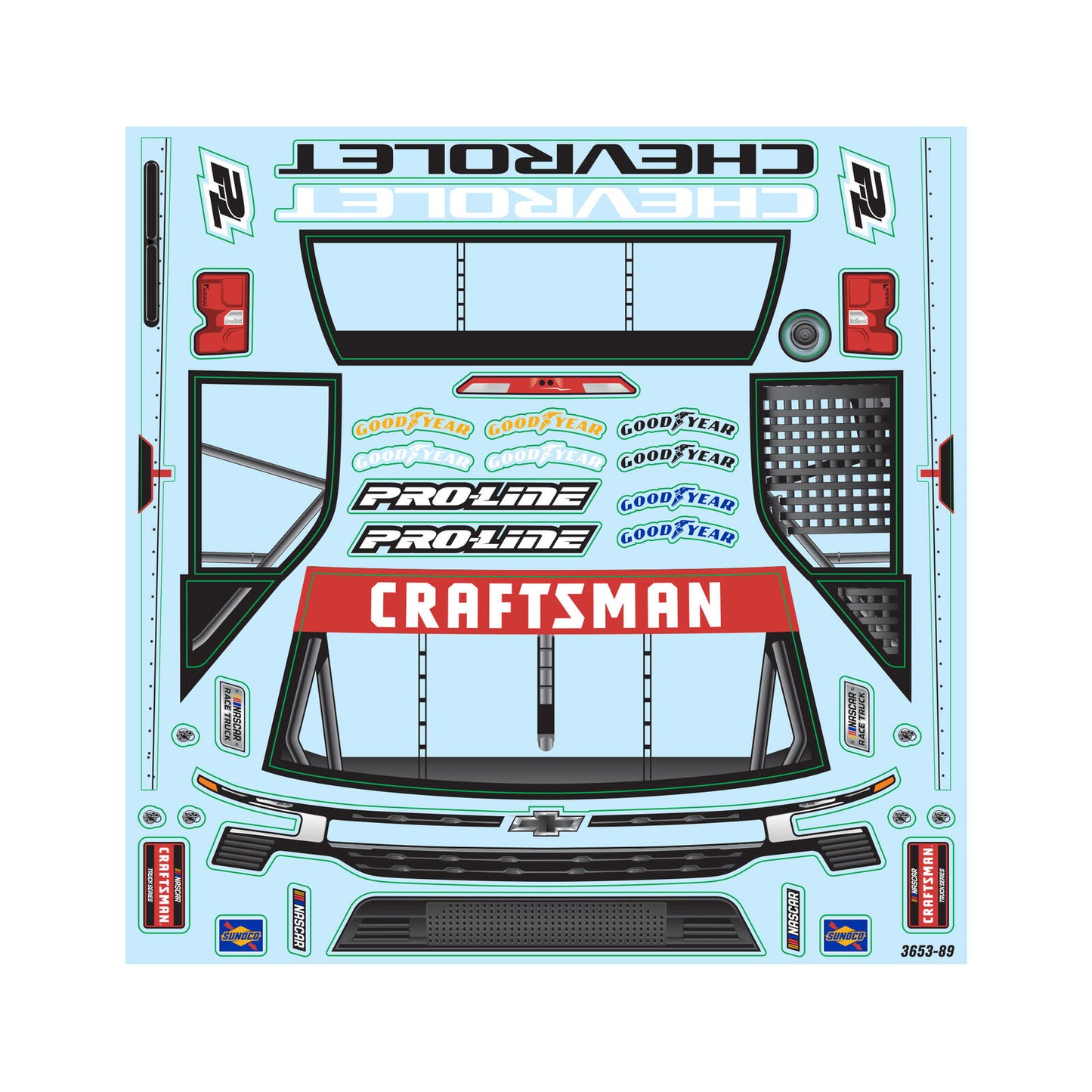 PRO365300 Pro-Line 1/12 Pre-Cut 2024 Chevy Silverado Truck Clear Body: Losi NASCAR