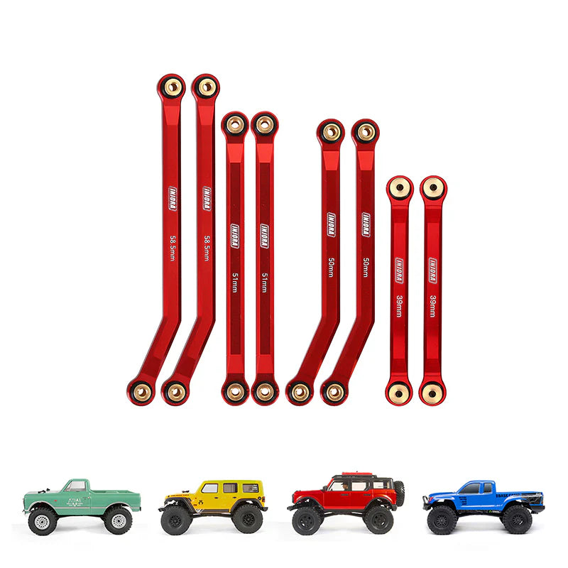 SCX24-71RD INJORA 8PCS Aluminum High Clearance 4 Links Set for SCX24 C10 JLU Bronco Base Camp