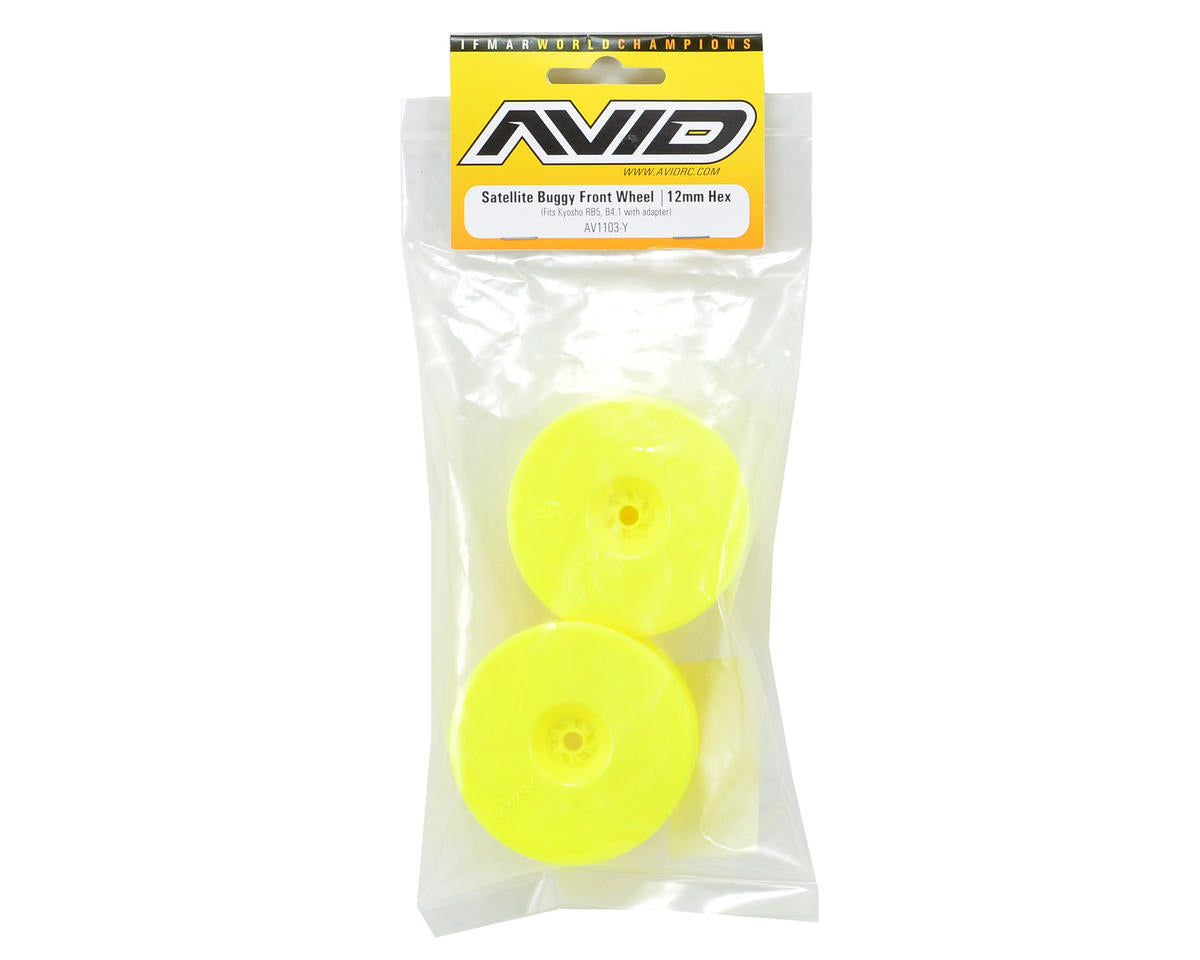 AV1103-Y Avid RC 12mm Hex Satellite 2.2" Front Buggy Wheels (Yellow) (2) (B6/RB6/YZ2)