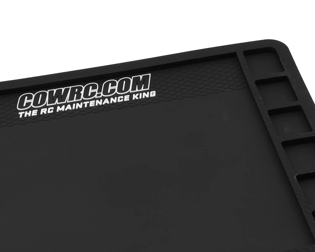 Cow RC Screw Catcher Carbon Series Rubber Pit Mat (12"x16") - CPP-R14016397