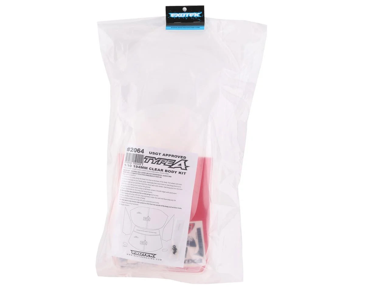 EXO2064 Exotek Type-A USGT Touring Body w/Wing (Clear) (190mm)