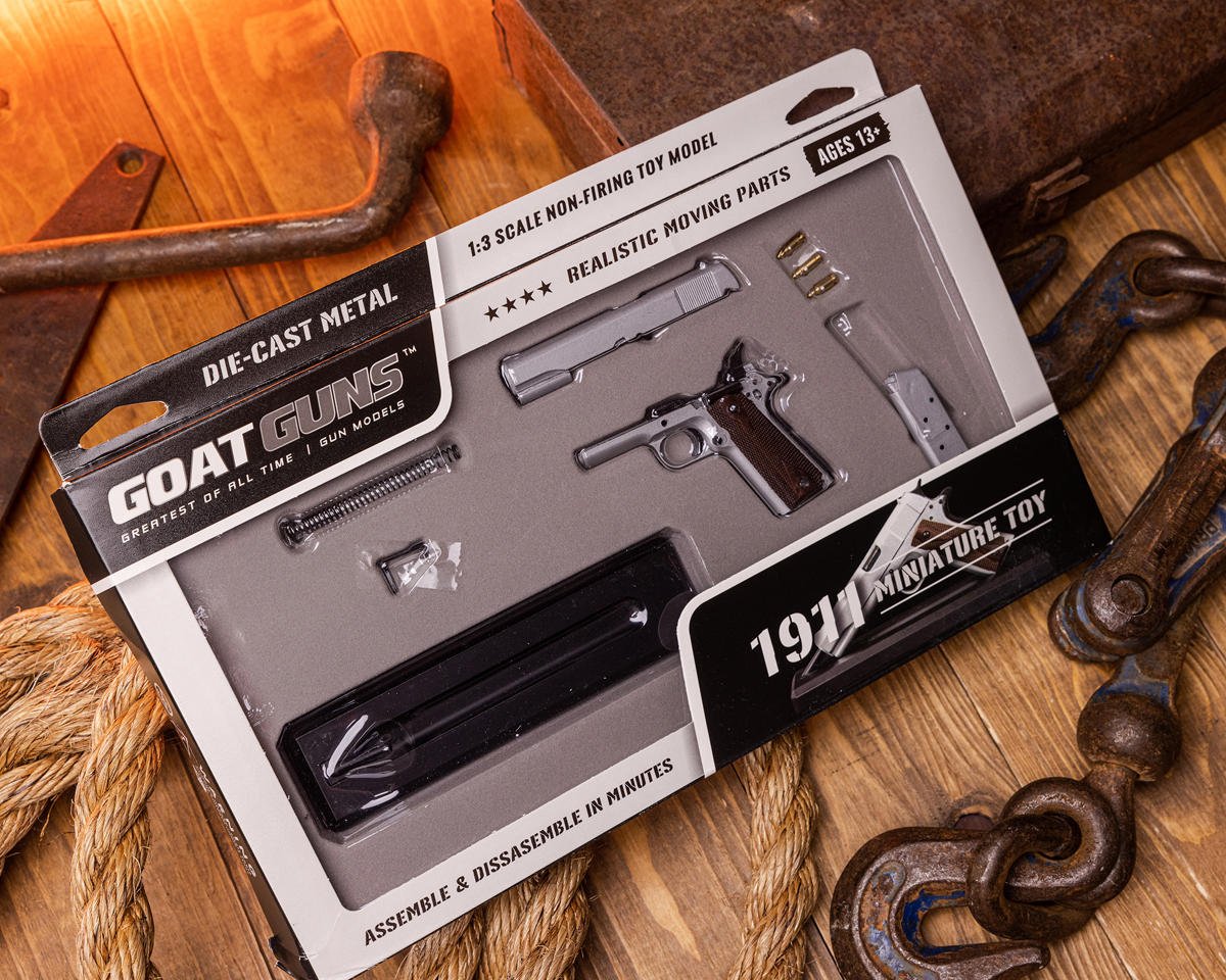 GOA1911-Silver Goat Guns Miniature 1/2.5 Scale Die-Cast 1911 Model Kit Silver
