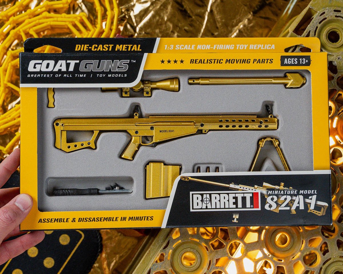 GOA50-Gold Goat Guns Miniature 1/4 Scale Die-Cast Barrett 82A1 .50 CAL Model Kit Gold