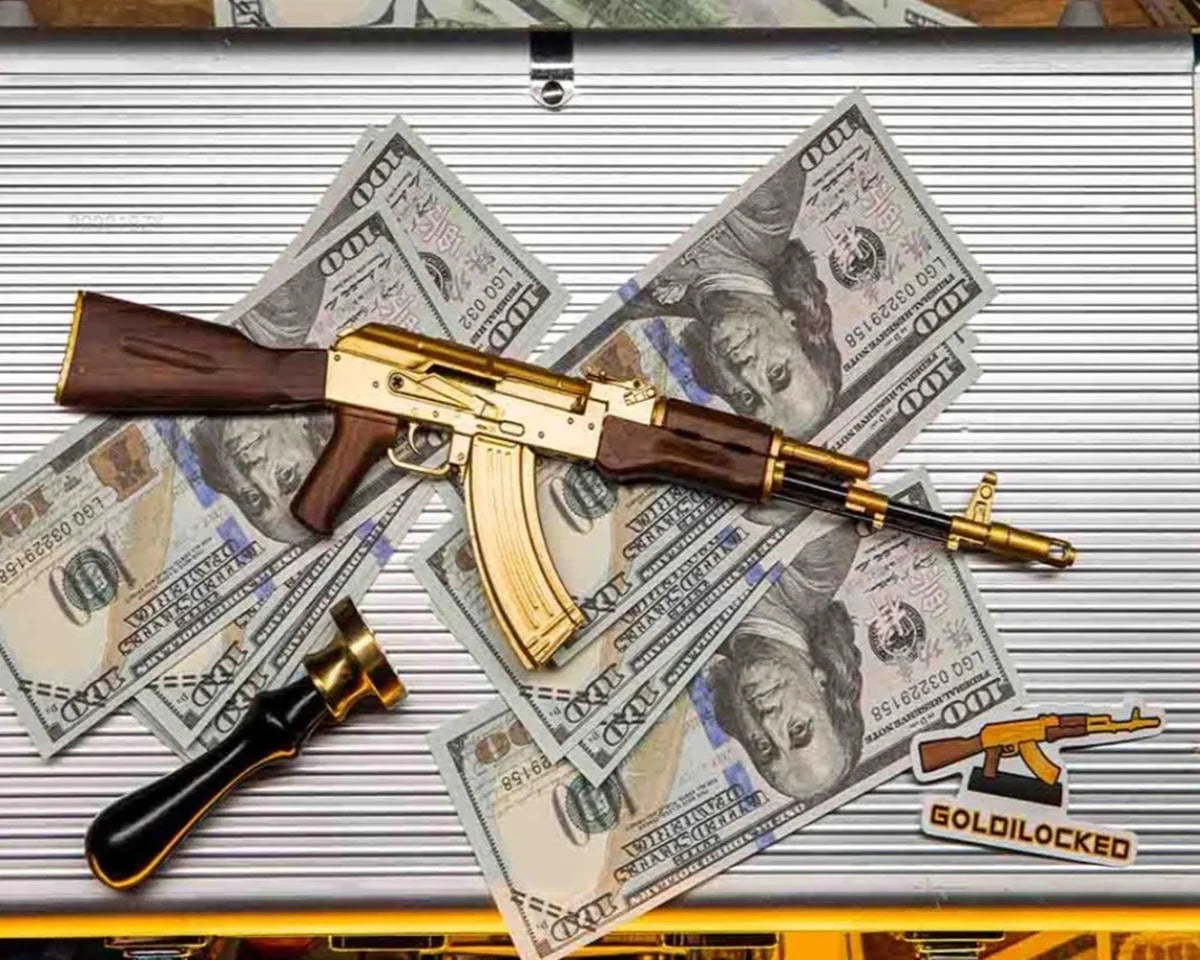 GOAAK-Gold Goat Guns Miniature 1/3 Scale Die-Cast AK47 Model Kit Gold