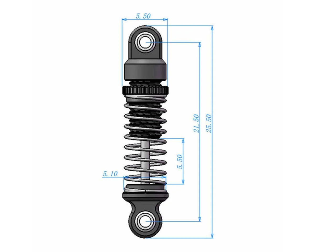 Hot Racing Axial SCX30 21.5mm Threaded Aluminum Friction Shocks (2) w/Springs - SXTY215GP