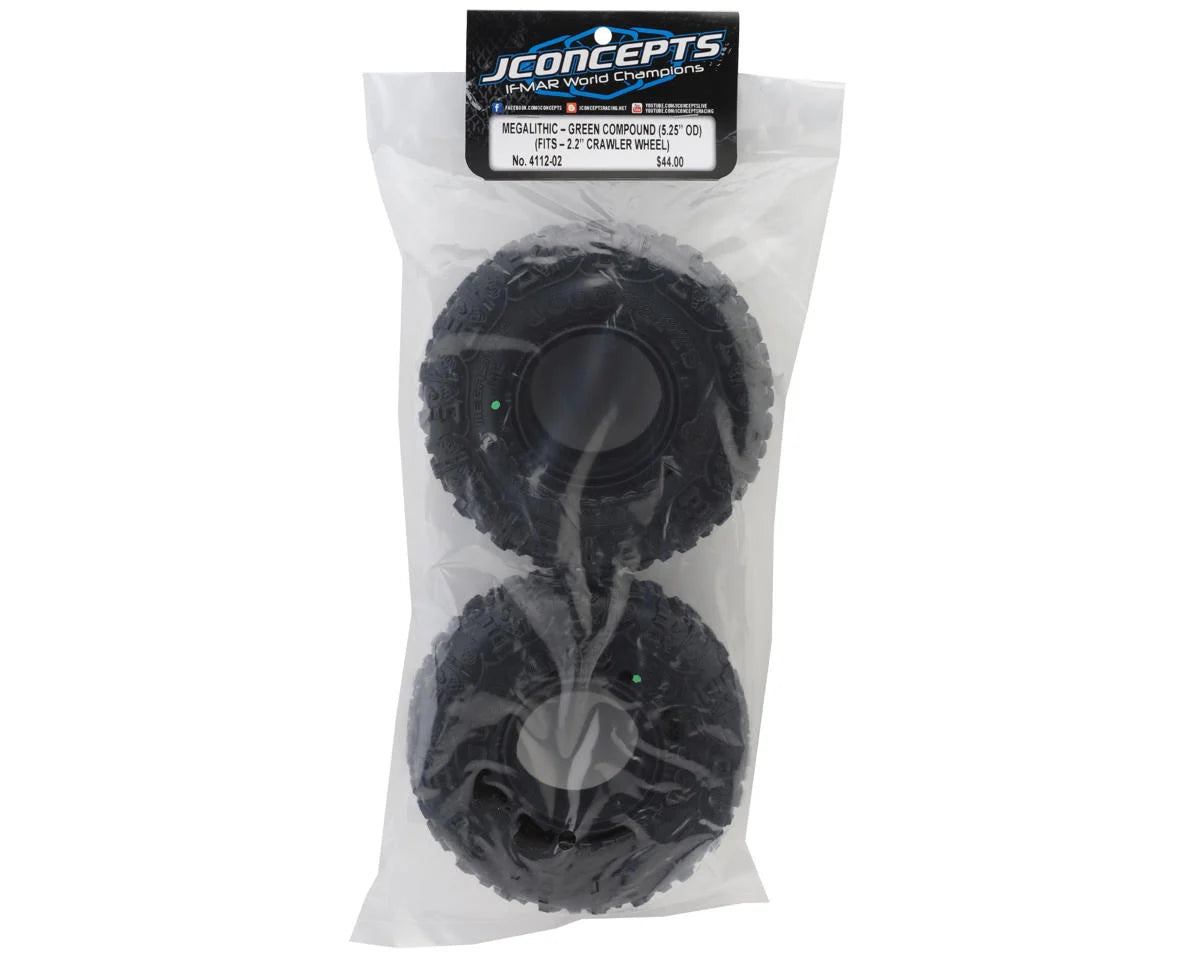 JCO4112-02 JConcepts Megalithic 2.2" All Terrain Rock Crawler Tires (2) (OD - 5.25”) (Green) w/Foam Inserts