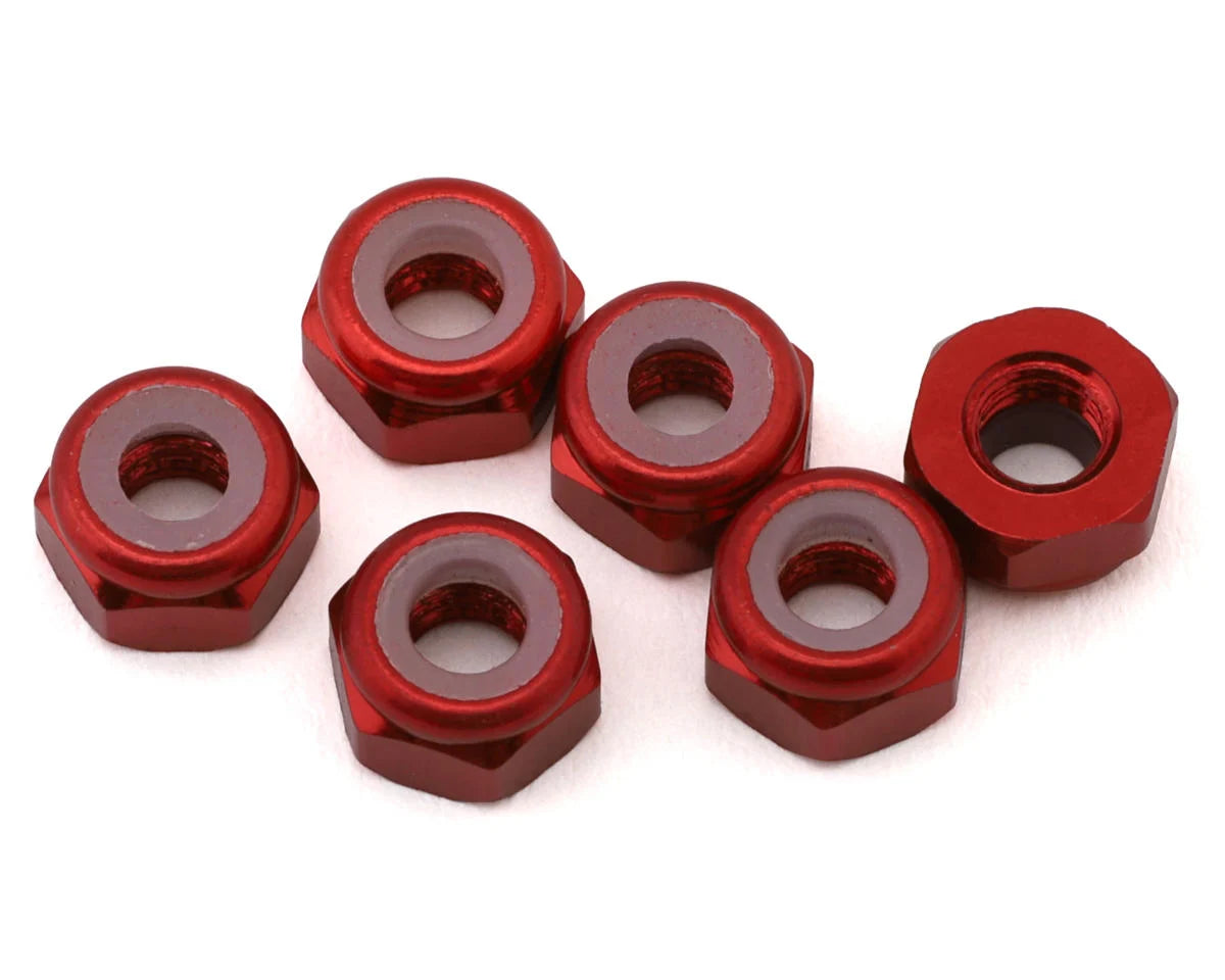 J&T Bearing Co. 3mm 7075 Aluminum Lock Nuts (Red) (6) - JT12825-R
