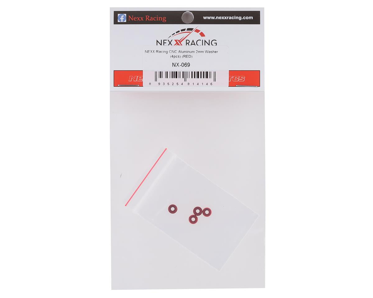 NX-069 Nexx Racing CNC Aluminium 2mm Washer (4pcs) (RED)