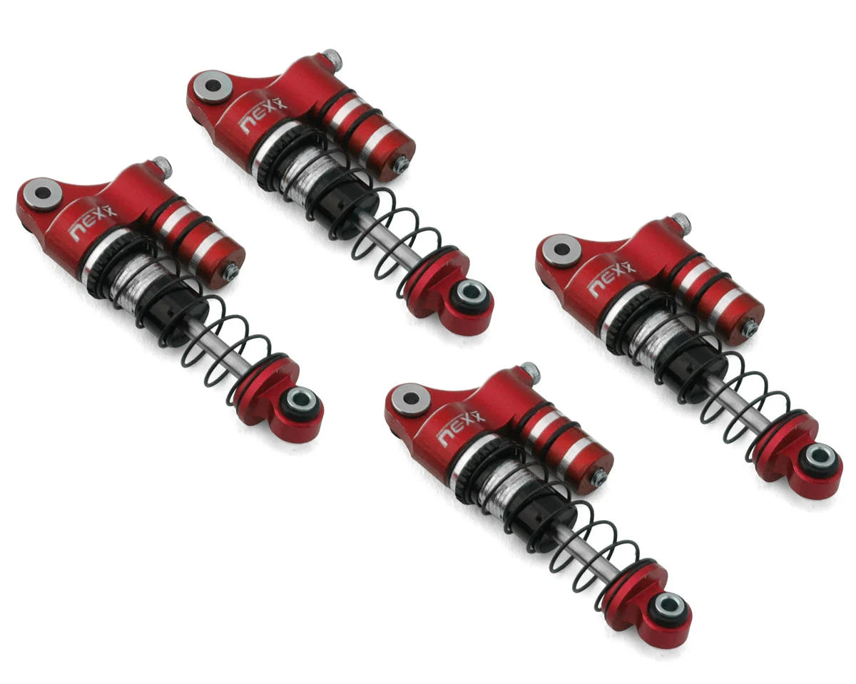 NX-404-R Nexx Racing SCX24 36mm Aluminum Oil-Filled Threaded Reservoir Shocks Red