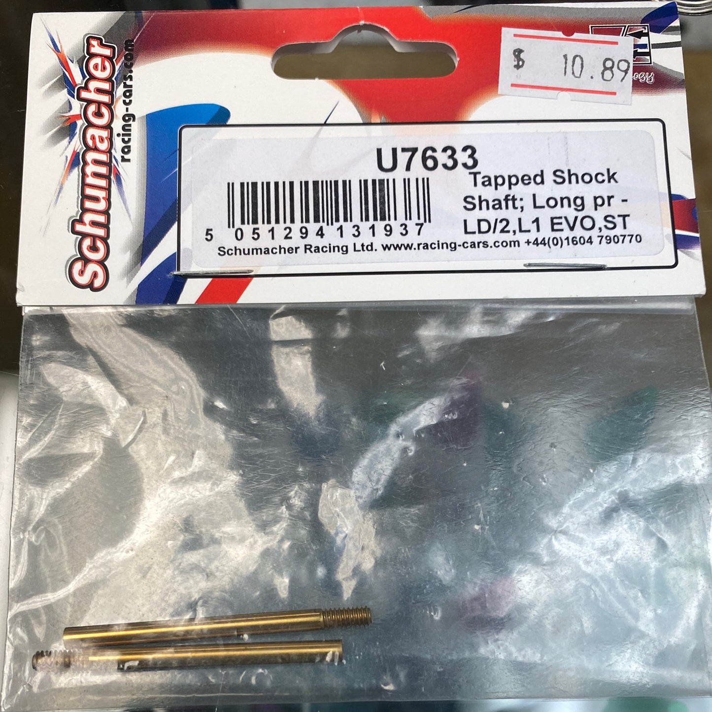 U7633 Schumacher Tapped Shock Shaft; Long or LS/2, L1 EVO, ST