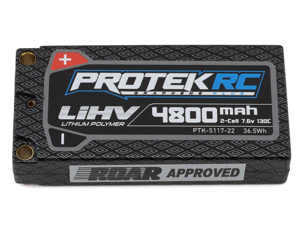 PTK-5117-22 ProTek RC 2S 130C Low IR Si-Graphene + HV LCG Shorty LiPo Battery (7.6V/4800mAh) w/5mm Connectors (ROAR Approved)