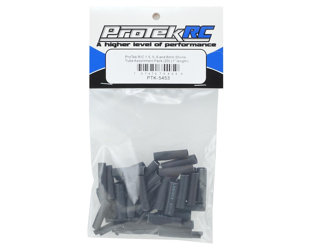 PTK-5453 ProTek RC 1.5, 5, 6 & 8mm Shrink Tubing Assortment Pack (Black) (20) (1" Length)