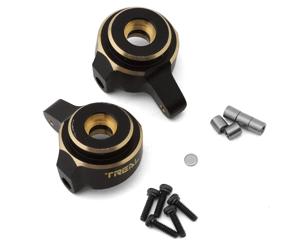 X002MHU5DR Treal Hobby Axial SCX24 Brass Front Steering Knuckles (Black) (2) (10g)