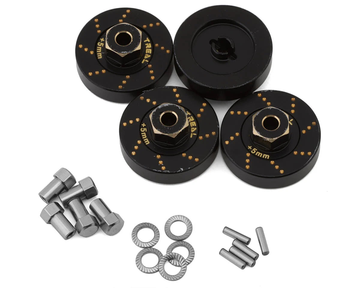 X002RZTQ0R Treal Hobby Axial SCX24 Brass Extended Wheel Hex Hub (+5mm) (4) (12g)