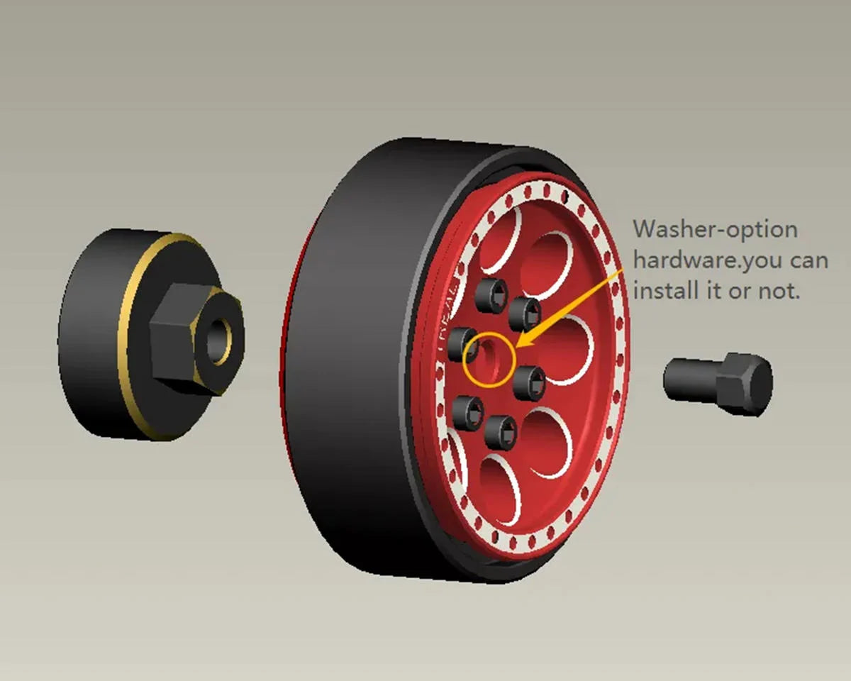 X002RZTQ0R Treal Hobby Axial SCX24 Brass Extended Wheel Hex Hub (+5mm) (4) (12g)