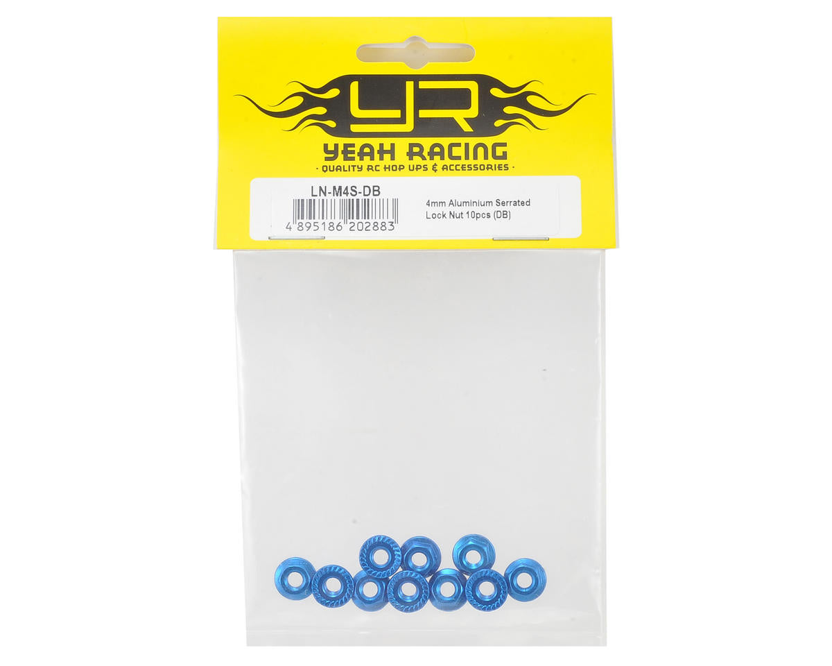 LN-M4S-DB Yeah Racing 4mm Aluminum Serrated Lock Nut 10pcs DB