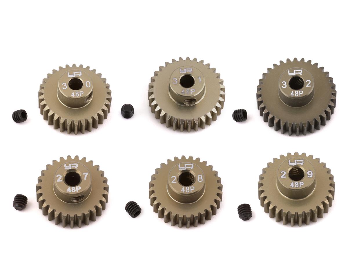 MG-48027-032 Yeah Racing Hard Coated 48P Aluminum Pinion Gear Set (27, 28, 29, 30, 31, 32T) (3.17mm Bore)
