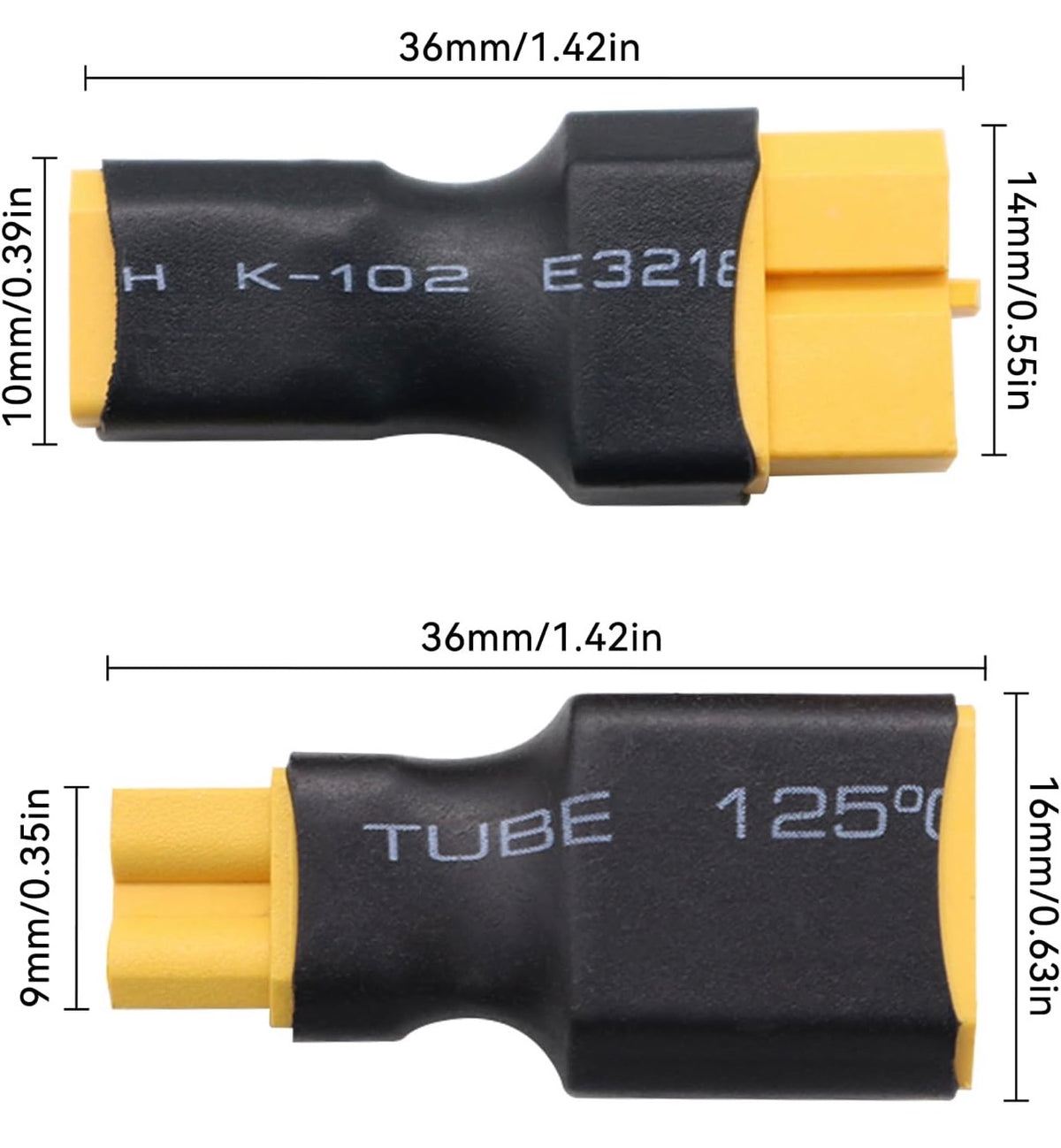 RC Connectors XT30 to XT60 Male & Female Adapters (2)