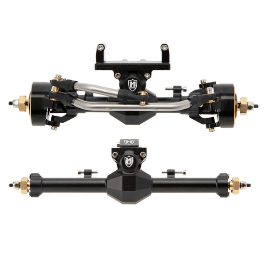 SCX24-01-KY1568 MEUS Racing Isokinetic 3-Section CVD Front and Rear Axles Maximum Steering Angle 52° Wider +5MM for Axial SCX24 Deadbolt C10 JLU Gladiator Bronco 1/24 RC Crawler Upgrade Parts - Front and Rear axles black