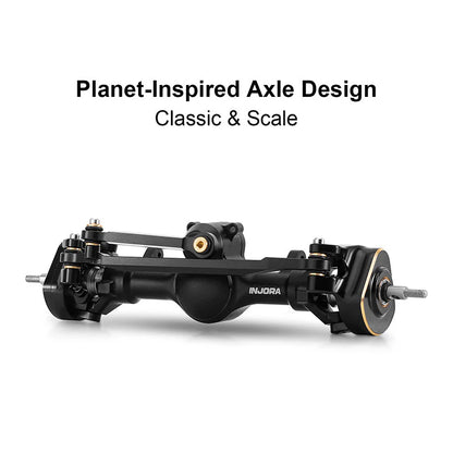 SCX24-190BKFR INJORA +4mm Extended Aluminum Front & Rear Axles Set for Axial SCX24 (Black)